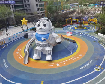 熊貓造型爬網滑梯組合游樂設備