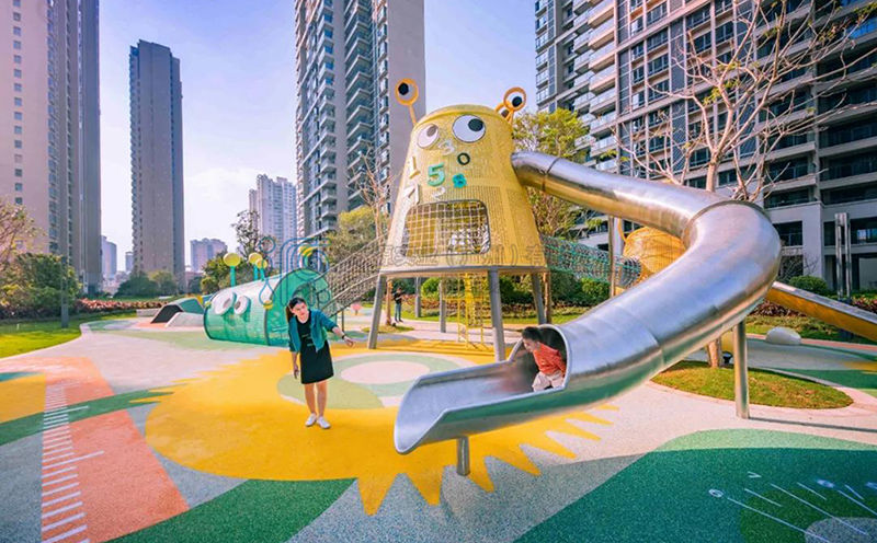 無動力親子樂園設備-不銹鋼滑梯