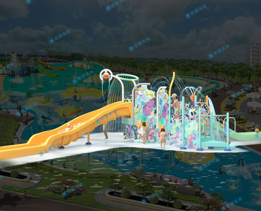 雙滑道水上滑梯組合