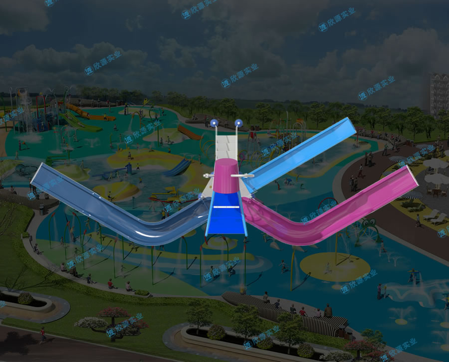 戶外水上樂園兒童組合水上滑梯